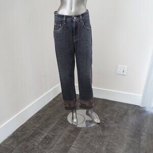 Brunello Cucinelli Monili Jeans Black Skater Metallic Cuff Denim 29"x27" Size 4